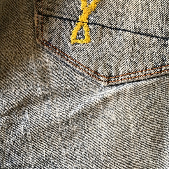 Flare wide leg stretch stone-washed faded denim jeans women’s size 27 26 25 - Picture 5 of 13